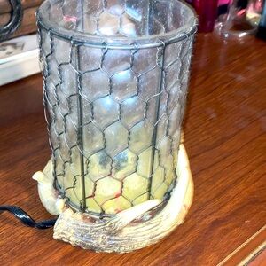 Rustic Antler Candle Holder with Wire Mesh